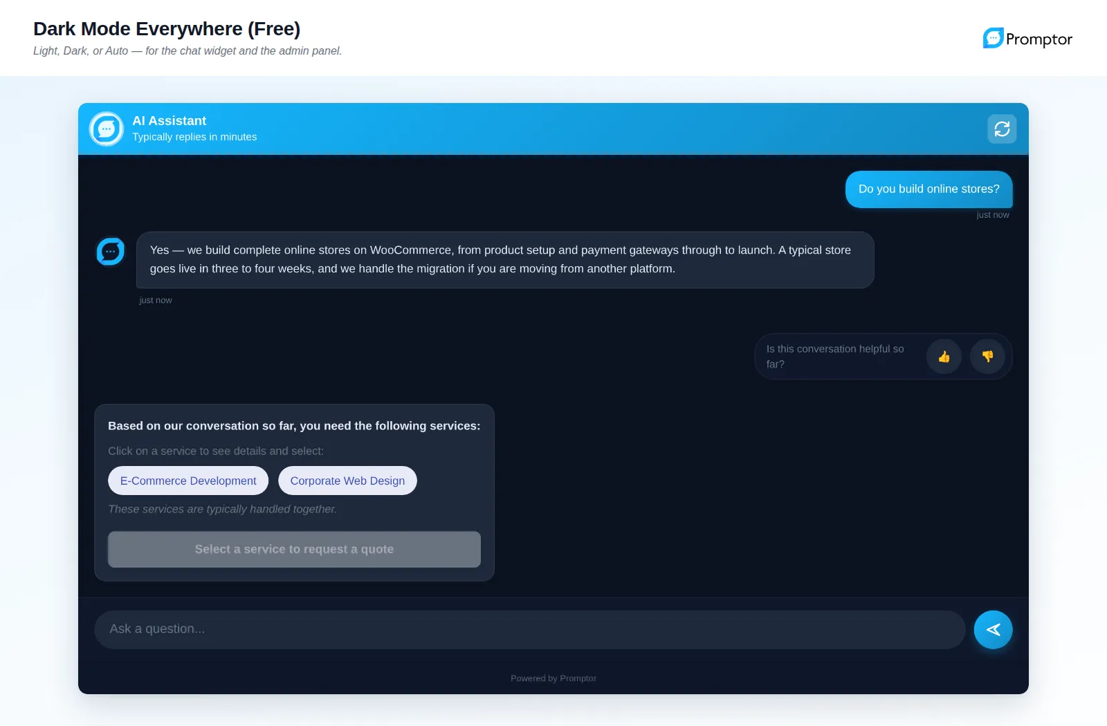 Promptor screen from its wordpress.org listing
