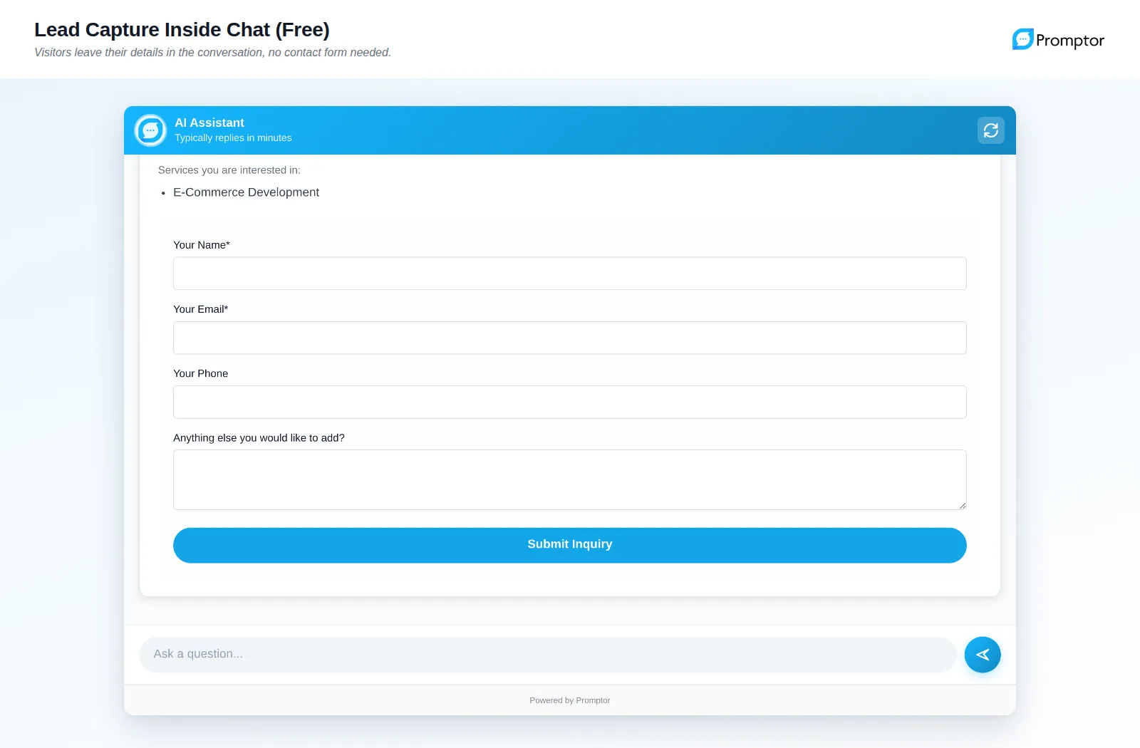 Leads collected inside the conversation