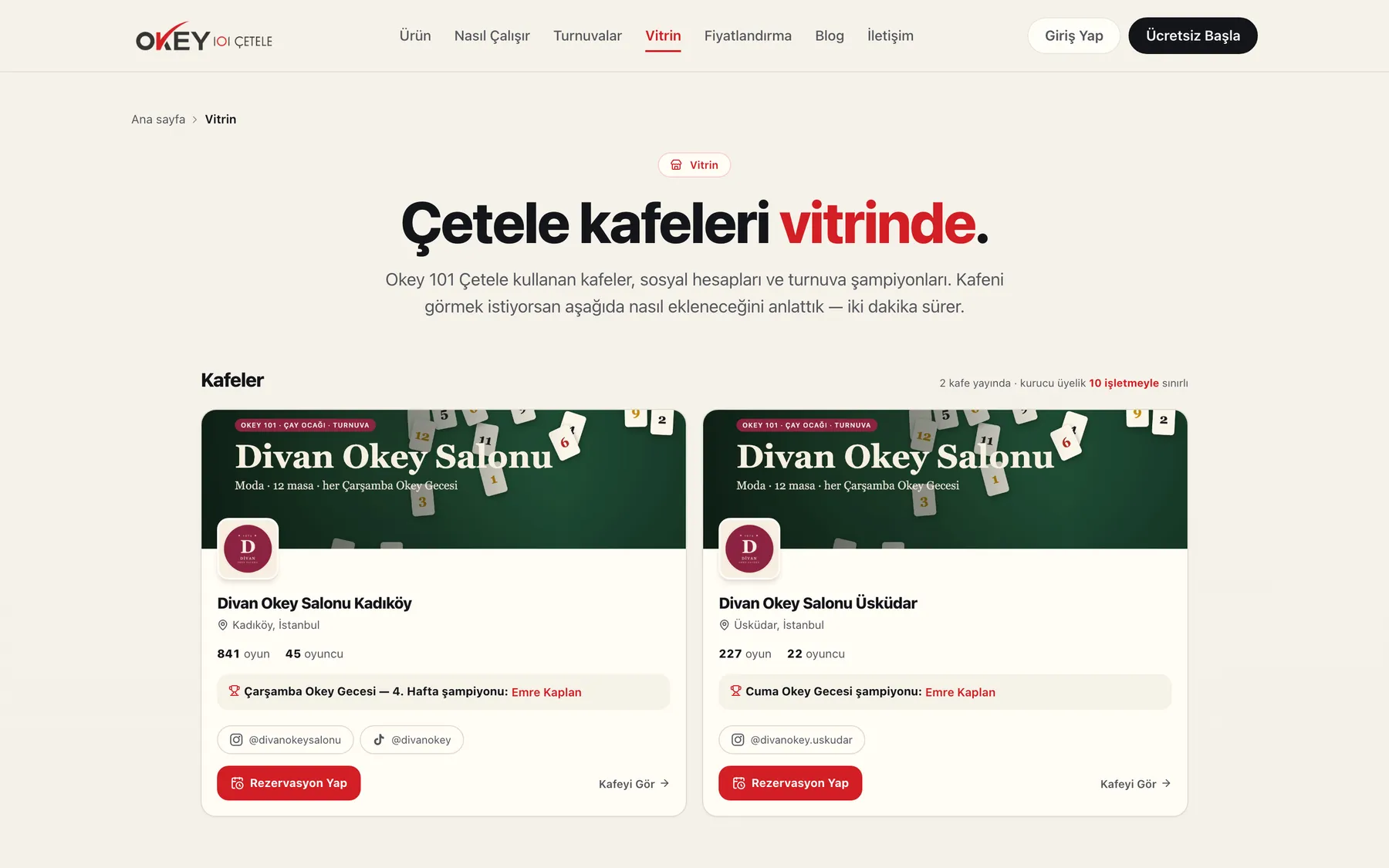 Vitrin: the venue’s public page
